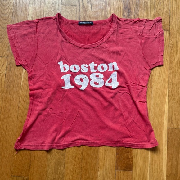 Brandy Melville Tops - Brandy Melville Boston 1984 Crop Top Red Shirt